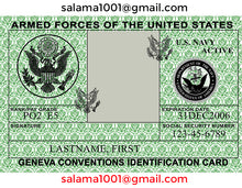 Load image into Gallery viewer, USA Military ID Template – PSD Photoshop File " edit by your info." PDF AND JPEG - Modern Home