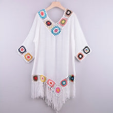 Load image into Gallery viewer, White Bikini Cover Up With Fringe Trim Women Sexy Hollow Tunic Beach Dress 2021 Summer Bathing Suit Beachwear - Modern Home
