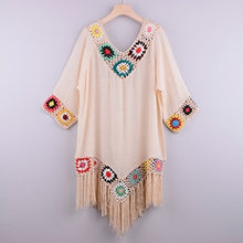 Load image into Gallery viewer, White Bikini Cover Up With Fringe Trim Women Sexy Hollow Tunic Beach Dress 2021 Summer Bathing Suit Beachwear - Modern Home
