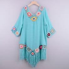 Load image into Gallery viewer, White Bikini Cover Up With Fringe Trim Women Sexy Hollow Tunic Beach Dress 2021 Summer Bathing Suit Beachwear - Modern Home
